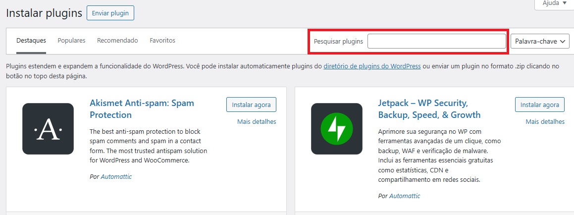 Pesquisar plugins no WordPress / WPTutorial