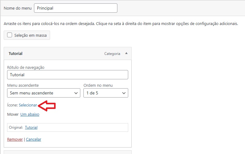 Selecionar icone para Menu WordPress / WP Tutorial