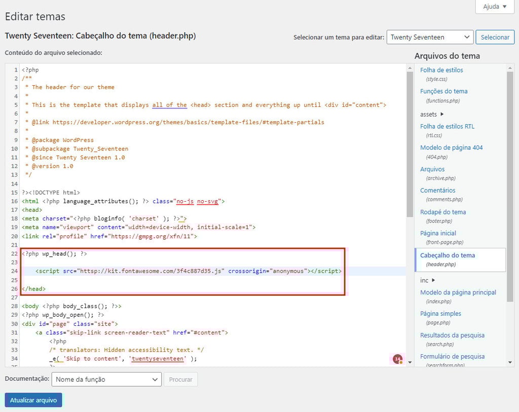 Cabeçalho do tema (header.php) / WP Tutorial