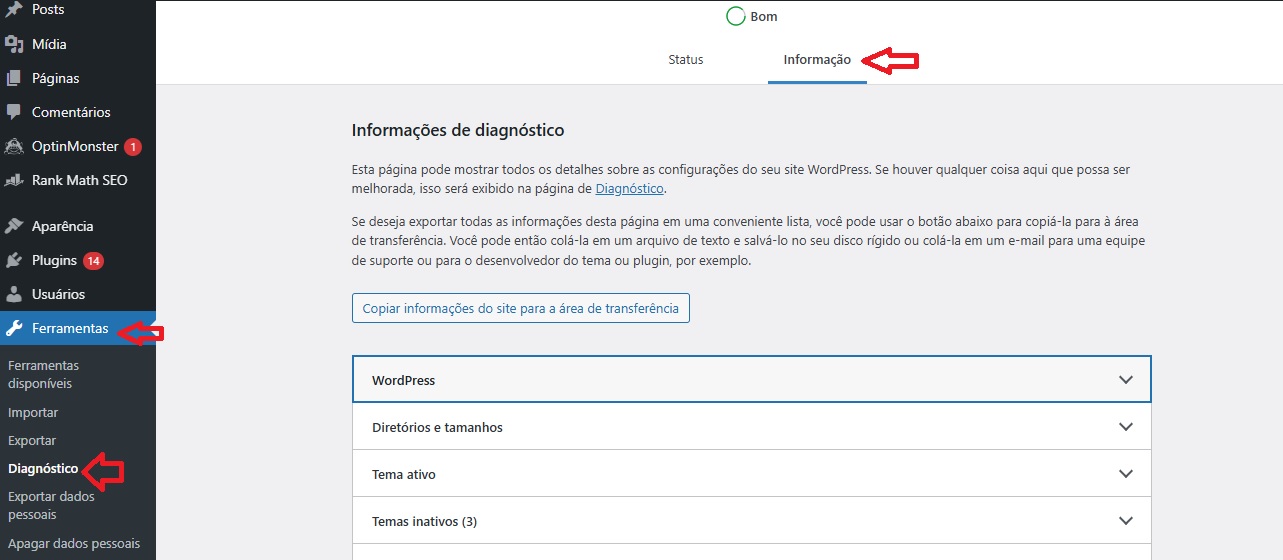 Informação PHP WordPress / WP Tutorial
