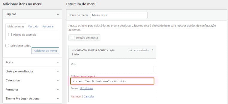 Classe CSS no menu do WordPress / WP Tutorial